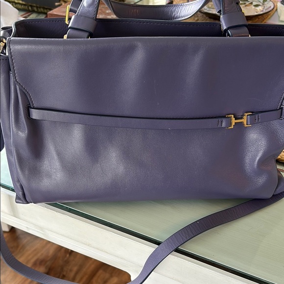 Halston Heritage Soft Leather Plum/Purple Handbag - Picture 1 of 16